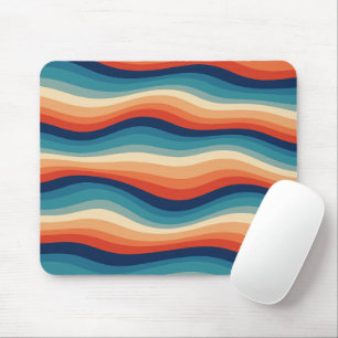 Farbenfrohe Retro-Wellen Vintage Mousepad