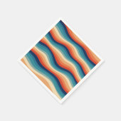 Farbenfrohe Retro-Wellen Vintage Serviette (Ecke)