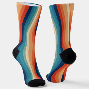 Farbenfrohe Retro-Wellen Vintage Socken