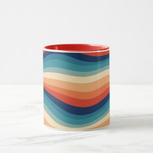 Farbenfrohe Retro-Wellen Vintage Tasse