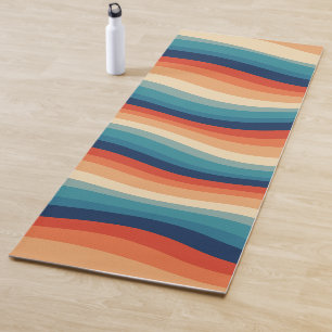 Farbenfrohe Retro-Wellen Vintage Yogamatte