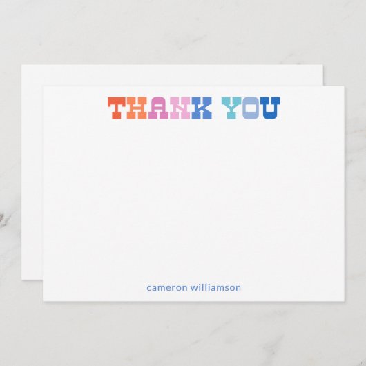 Farbenfrohe Retro-Western Typografie Personalisier Dankeskarte (Vorne/Hinten)