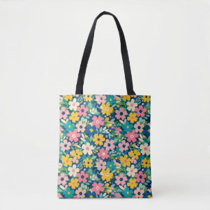 Farbenfrohe Retro-Wildblumen-Blumenmuster-Tasche Tasche