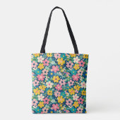 Farbenfrohe Retro-Wildblumen-Blumenmuster-Tasche Tasche (Rückseite)
