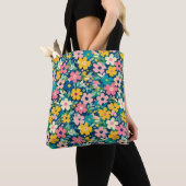 Farbenfrohe Retro-Wildblumen-Blumenmuster-Tasche Tasche (Von Nahem)