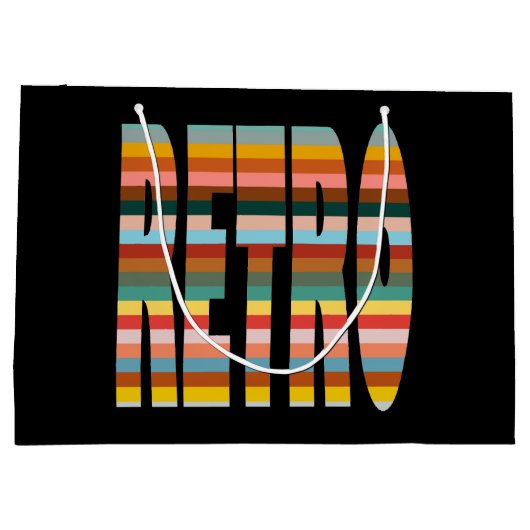 Farbenfrohe Retro Word Streifen Große Geschenktüte (Rückseite)