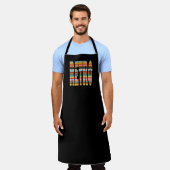 Farbenfrohe Retro Word Streifen Schürze (Getragen)