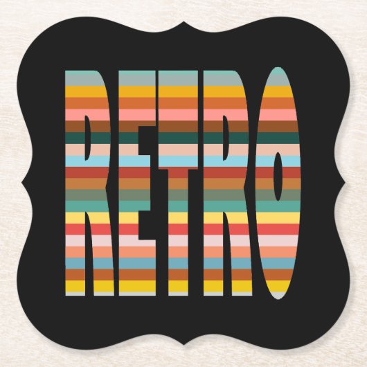 Farbenfrohe Retro Word Streifen Untersetzer (Vorderseite)
