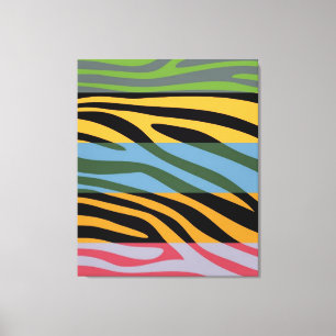 Farbenfrohe Retro Zebra Streifen Muster 2 Leinwanddruck