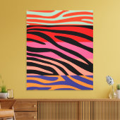 Farbenfrohe Retro Zebra Streifen Muster 8 Leinwanddruck (Insitu (Wohnzimmer))
