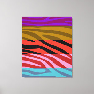Farbenfrohe Retro Zebra Streifen Muster Leinwanddruck