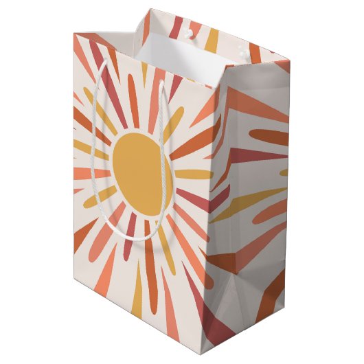 Farbenfrohe Retrodesign Mittlere Geschenktüte (Rückseite Schrägansicht)