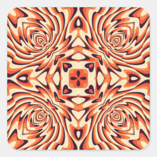 Farbenfrohe Retrofloral Nahtlos Quadratischer Aufkleber