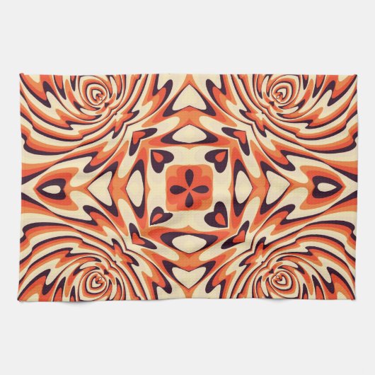 Farbenfrohe Retrofloral Nahtloses Muster Geschirrtuch (Horizontal)