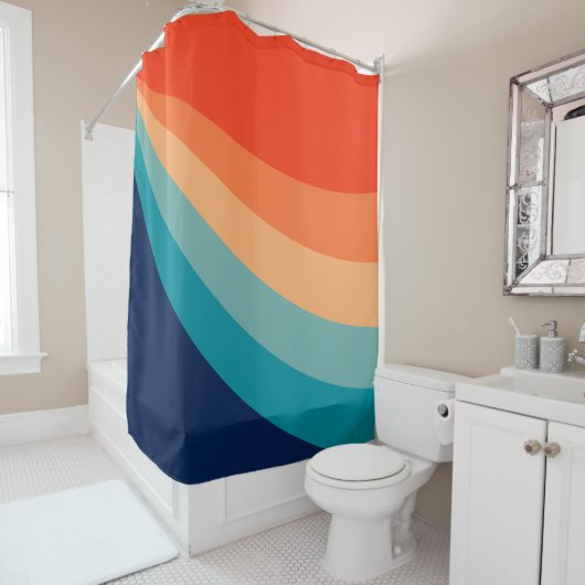 Farbenfrohe Retrosonnen Duschvorhang (Beispiel)
