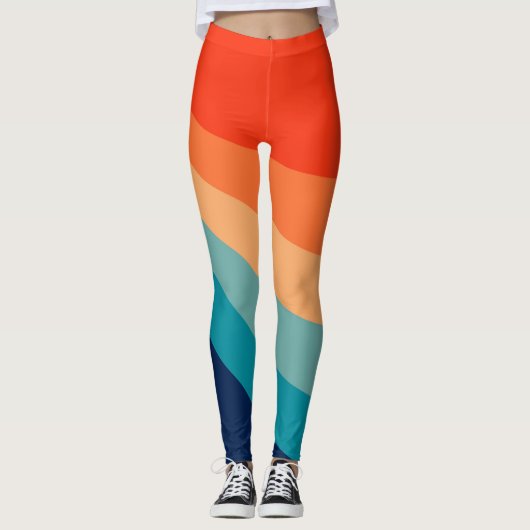 Farbenfrohe Retrosonnen Leggings (Vorderseite)
