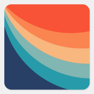 Farbenfrohe Retrosonnen Quadratischer Aufkleber