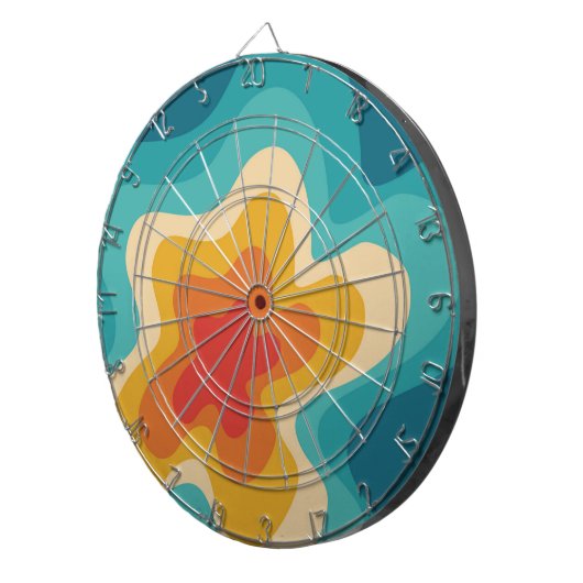 Farbenfrohe Retrostil, wirres Design Dartscheibe (Vorderseite rechts)