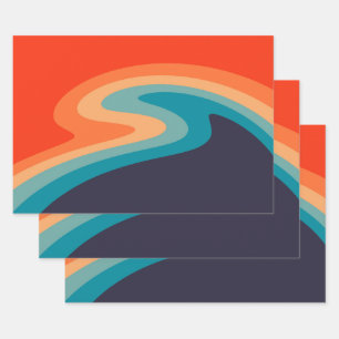 Farbenfrohe Retrostil, wirres Design Geschenkpapier Set