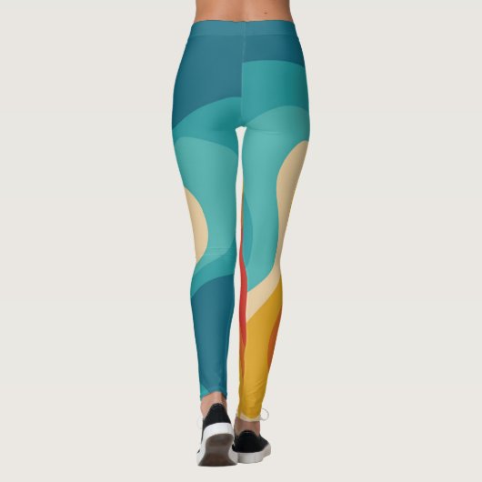 Farbenfrohe Retrostil, wirres Design Leggings (Rückseite)