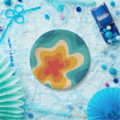 Farbenfrohe Retrostil, wirres Design Pappteller (Party)