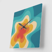 Farbenfrohe Retrostil, wirres Design Quadratische Wanduhr (Winkel)