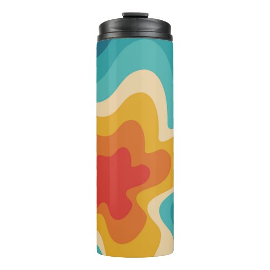 Farbenfrohe Retrostil, wirres Design Thermosbecher (Vorderseite)