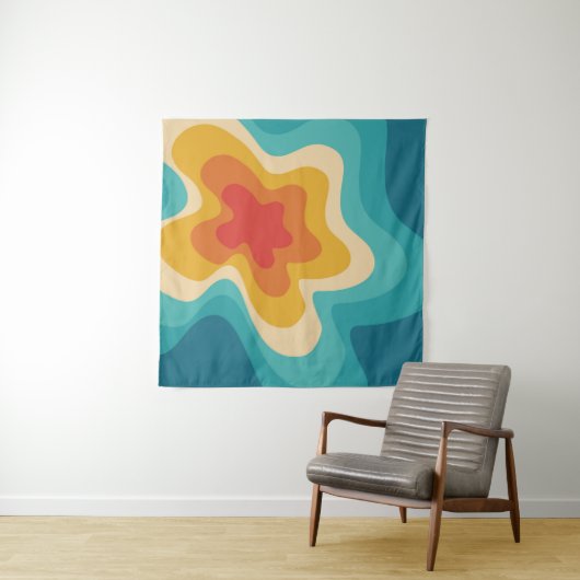 Farbenfrohe Retrostil, wirres Design Wandteppich (Beispiel (Horizontal))