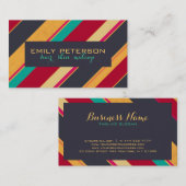 Farbenfrohe Retrostreifen-Muster Visitenkarte (Vorne/Hinten)