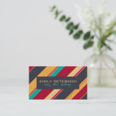 Farbenfrohe Retrostreifen-Muster Visitenkarte (Stehend Vorderseite)