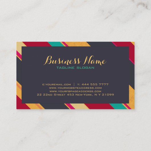 Farbenfrohe Retrostreifen-Muster Visitenkarte (Rückseite)