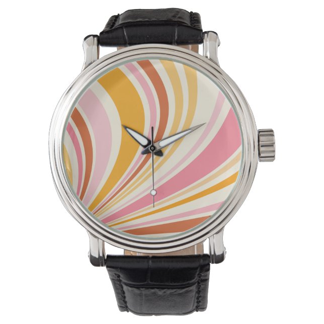 Farbenfrohe Retrovibes Armbanduhr (Vorderseite)