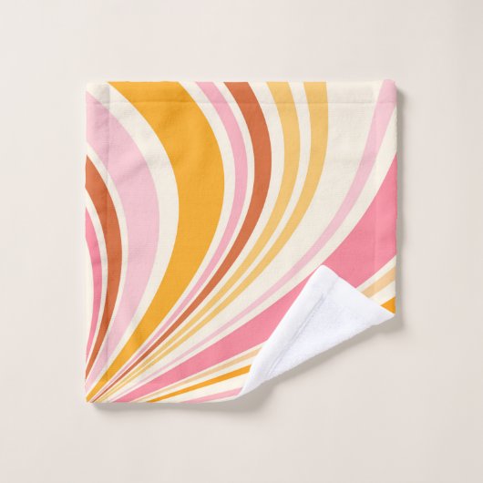 Farbenfrohe Retrovibes Badhandtuch Set (Waschlappen)