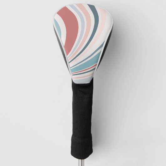 Farbenfrohe Retrovibes in Rosa, Blau und Grau Golf Headcover (Vorderseite)