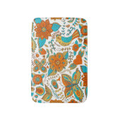 Farbenfrohe Retrovögel Blume & Schmetterlingsmuste Badematte (Vorderseite Vertikal)