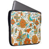Farbenfrohe Retrovögel Blume & Schmetterlingsmuste Laptopschutzhülle (Vorne Rechts)