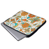 Farbenfrohe Retrovögel Blume & Schmetterlingsmuste Laptopschutzhülle (Vorne Knopf)