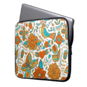 Farbenfrohe Retrovögel Blume & Schmetterlingsmuste Laptopschutzhülle (Vorderseite Links)