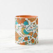 Farbenfrohe Retrovögel-Blume und Schmetterlingsmus Tasse (Zentrum)