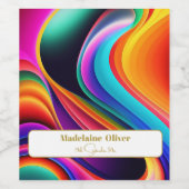 Farbenfrohe Retrowellen Moderne Weinetikett (Einzelnes Label)