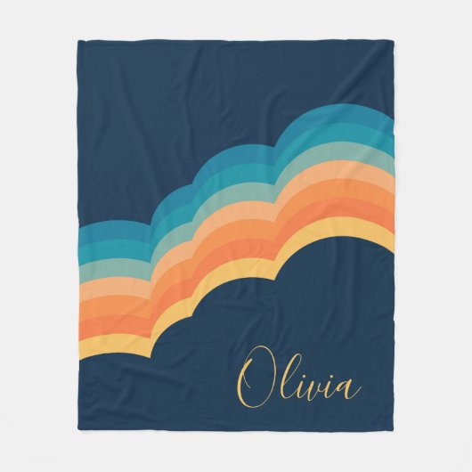 Farbenfrohe Retrowolken-Design Fleecedecke (Vorderseite)