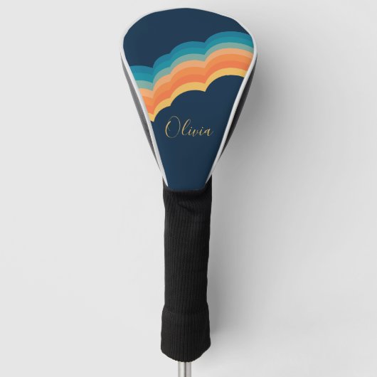 Farbenfrohe Retrowolken-Design Golf Headcover (Vorderseite)