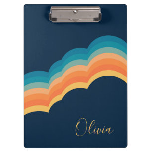 Farbenfrohe Retrowolken-Design Klemmbrett
