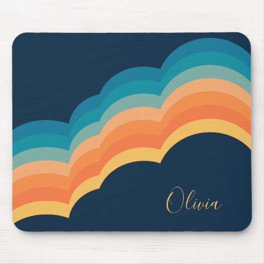 Farbenfrohe Retrowolken-Design Mousepad (Vorne)