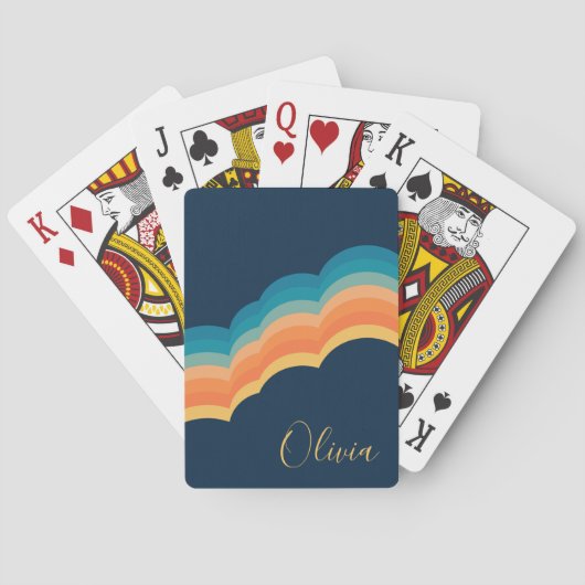 Farbenfrohe Retrowolken-Design Spielkarten (Rückseite)