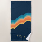 Farbenfrohe Retrowolken-Design Strandtuch (Vorderseite)