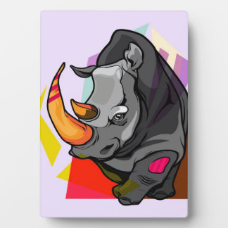 Farbenfrohe Rhino Kunst | Rhino Lovers Gift Fotoplatte