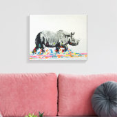 Farbenfrohe Rhino Leinwanddruck (Insitu (Wohnzimmer))