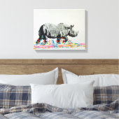 Farbenfrohe Rhino Leinwanddruck (Insitu (Schlafzimmer))