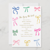 Farbenfrohe Ribbon Bow Knot Script Brautparty Einladung (Vorderseite)